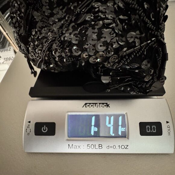 Vintage Heavy Beaded Fringe Tank Women M Black Sequin 50s 60s Old Hollywood Glam - Picture 16 of 16